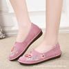 Womens Comfortable Flat Slip-On Shoes With Floral Embroidery Non-Slip Rubber Sole Cotton Upper Insole