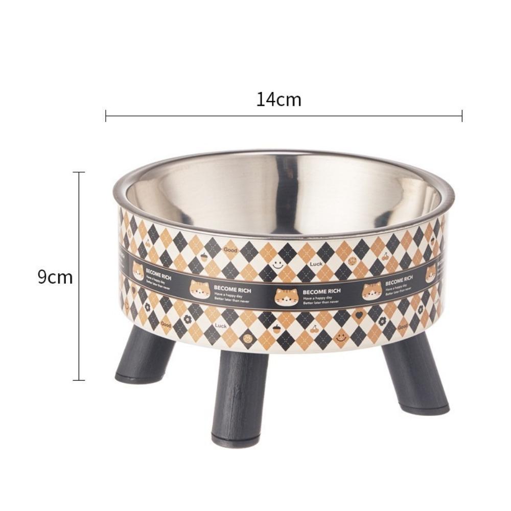 2-layer New 5.5inch Pet Food Bowl Neck Protector Stainless Steel Cat Feeding Bowl Heightened Anti-slip High-foot Bowl Cat Dog