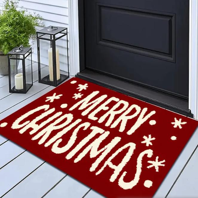 Santa Claus Pattern Door Mat Suitable for Home Holiday Decoration Machine Border Sliding Mat Indoor and Outdoor Home Welcome Mat