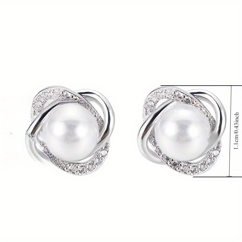 Brincos de zircônia elegantes e requintados, brincos de pérola sintética da moda para mulheres