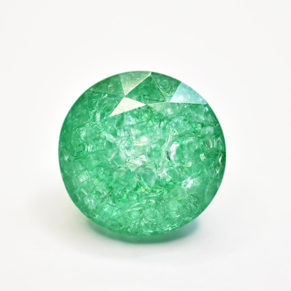 Natural Green Emerald Loose Gemstone Colombian Round Cut 42.10 Ct for Jewelry Making and Crafts