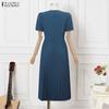 ZANZEA Women Square Collar Summer Casual Short Sleeve Dress