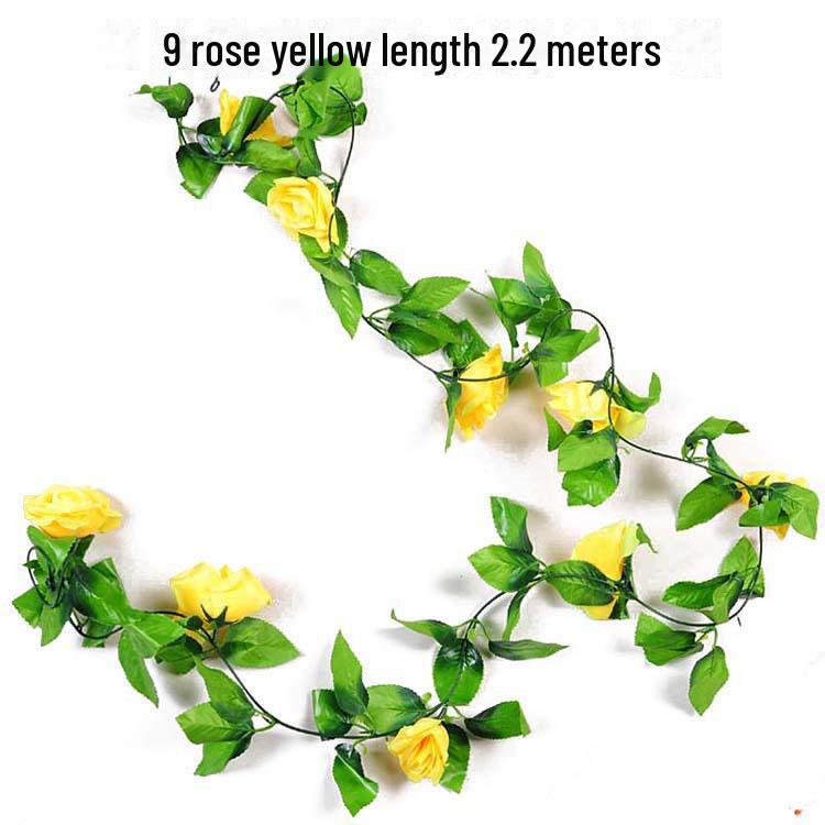 Silk and Plastic Roses Decorative Vines - Artificial Flowers for Weddings, Living Rooms, Home Ceilings, and Rattan Decor.