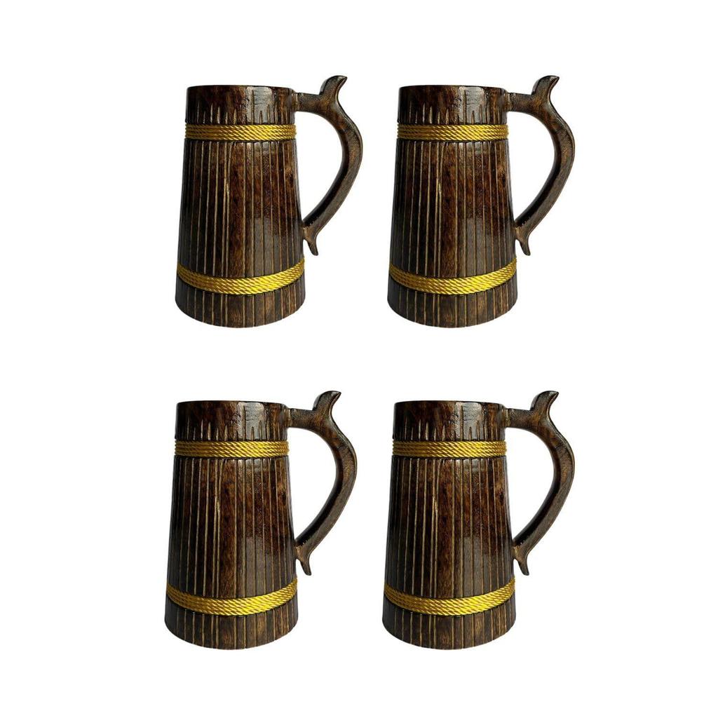 500ml Handmade Wooden Beer Mug, Mango Wood with Sheesham Finish, Barrel Style, Lightweight & Durable, for Craft Beer, Home Bar, Café, Party, Gift