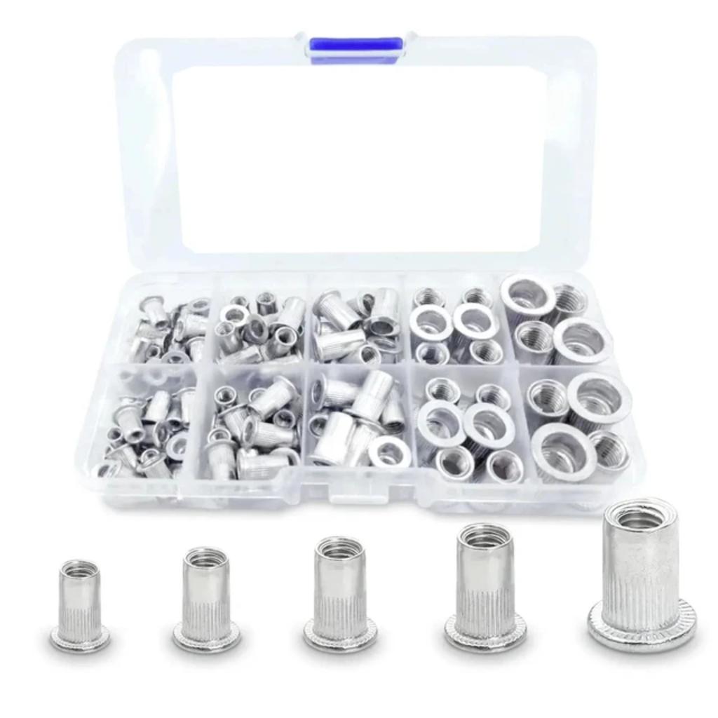 hreaded Rivet Nuts Assortment M3 M4 M5 M6 M8 M10 M12 Stainless Steel Aluminum Rivnuts Insert Nutserts for Automotive Repair and
