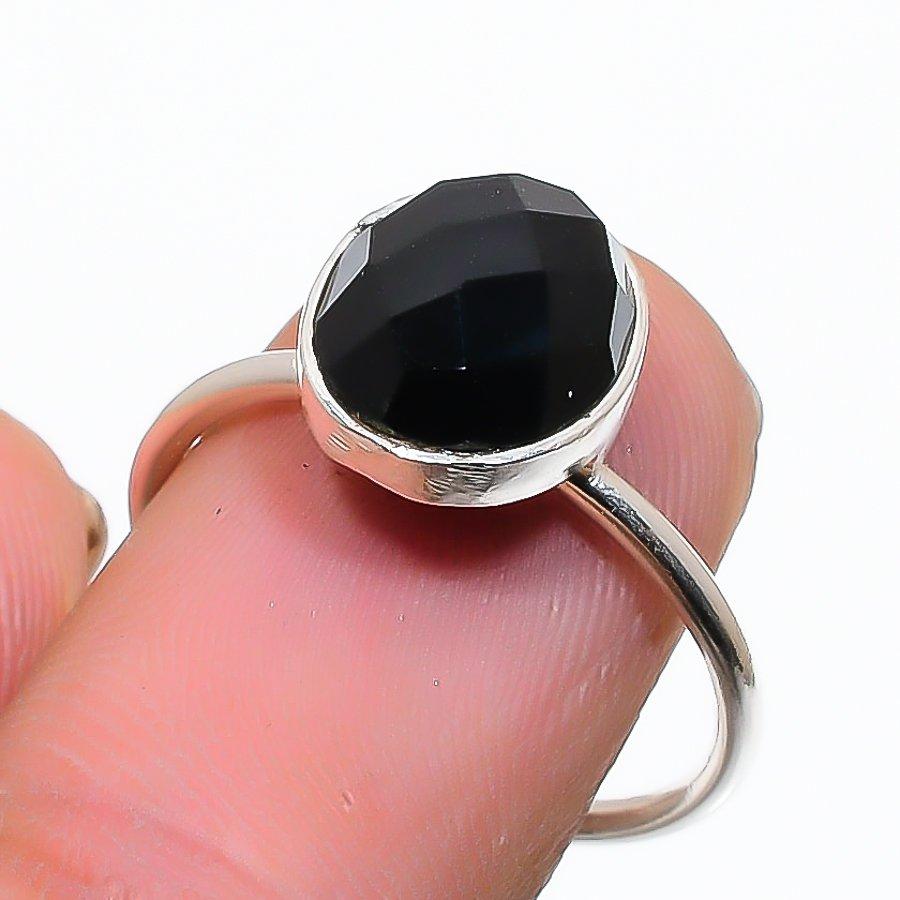 

Black Spinel Gemstone 925 Sterling Silver Jewelry Ring Size Adjustable GK-5543