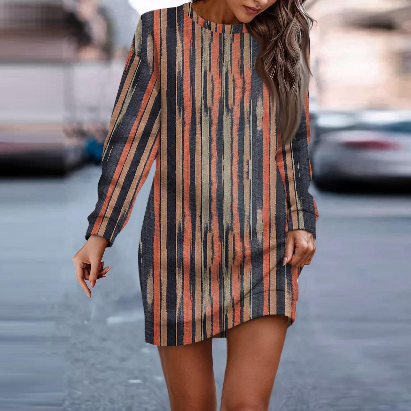 

Женское платье с круглым вырезом в стиле ретро и цветочным принтом, с длинными рукавами и ягодицами, завернутое в ванную комнату L коричневый