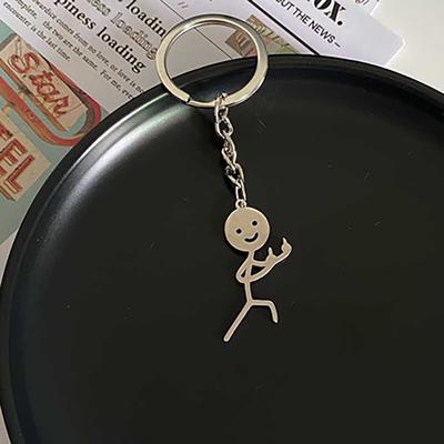 Interesting Match People Than Heart Middle Finger Couple Keychain Personality Cute Funny Matchman Fart Student Bag Pendant Gifts