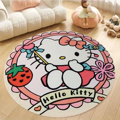 Dywanik Okrągły Sanrio Jest Antypoślizgową Miękką Matą Pod Drzwi Używaną do Dekoracji Sypialni i Salonu, Słodki Kreskówkowy Anime Melody i Kuromi