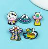 Cartoon Animal Flying Saucer Brooch: Cute, Versatile Alloy Badge for Clothing & Backpack Accessories