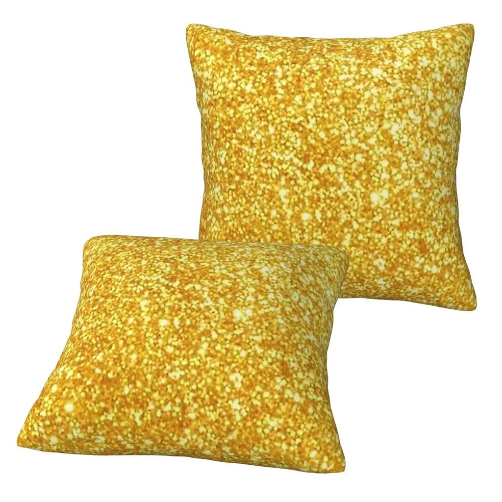 Gold Glitter 2 Pcs Square Pillowcase Pillow Cover Cushion Decor Comfort Throw Pillow For Home Bedroom