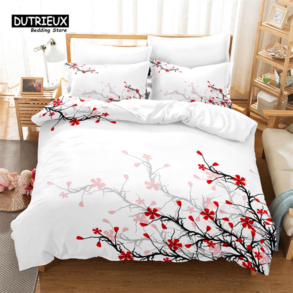 3-teiliges Bettbezug-Set, Bettwäsche-Set mit leuchtenden Blumen, Weicher, bequemer, atmungsaktiver Bettbezug, Für Schlafzimmer-, Gästezimmerdekoration