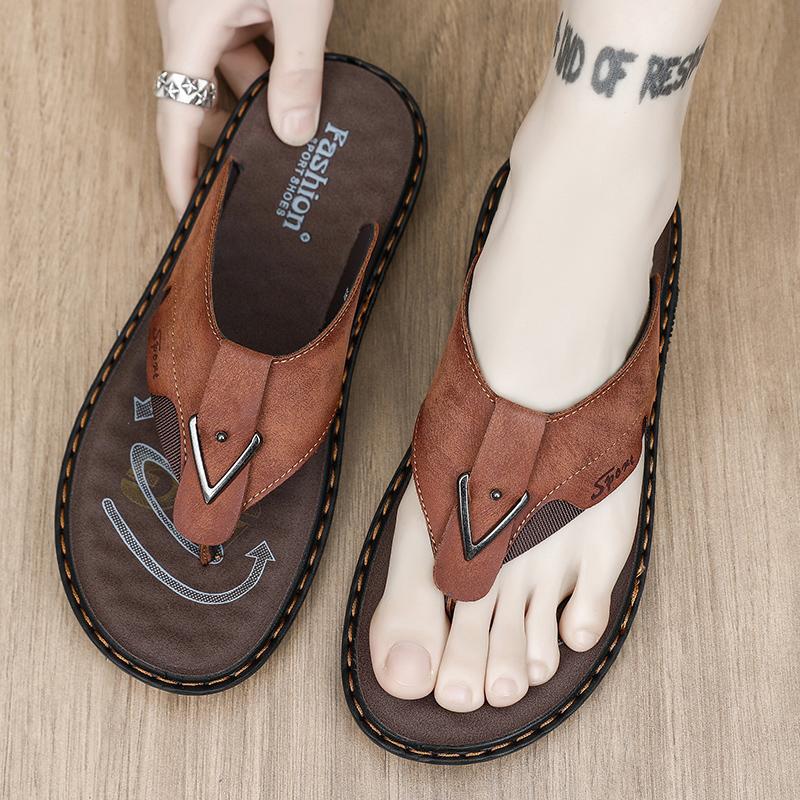 Sandali Estivi da Uomo Antiscivolo Infradito da Uomo Sandali da Spiaggia Pantofole in Pelle a Suola Morbida Sandali Casual da Esterno da Uomo Taglia Grande