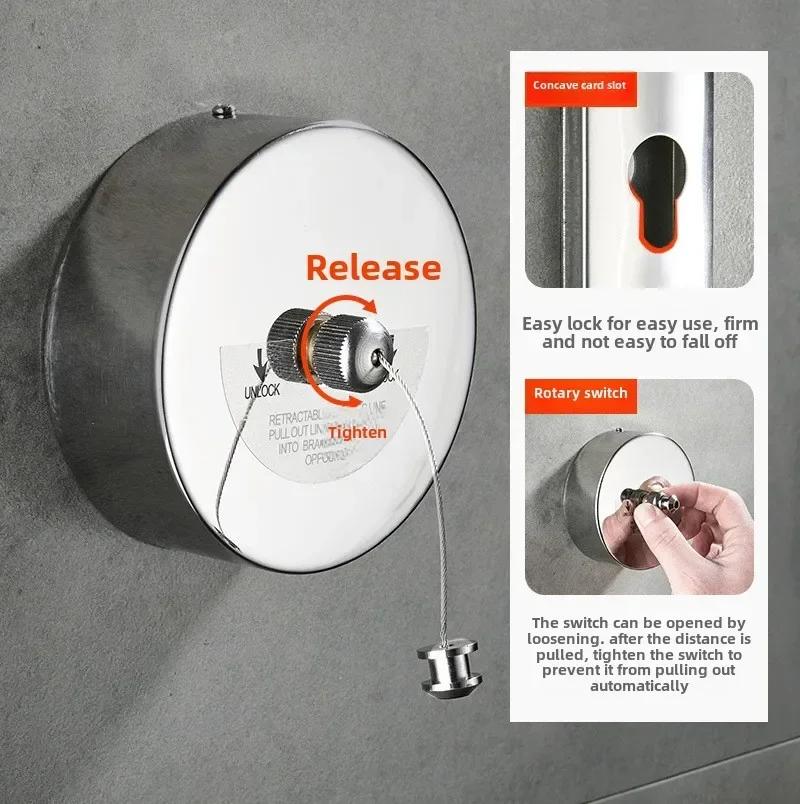 304 Stainless Steel Invisible Telescopic Clothes Drying Wire Rope Thickened Steel Cord For Household Bathroom Laundry Line