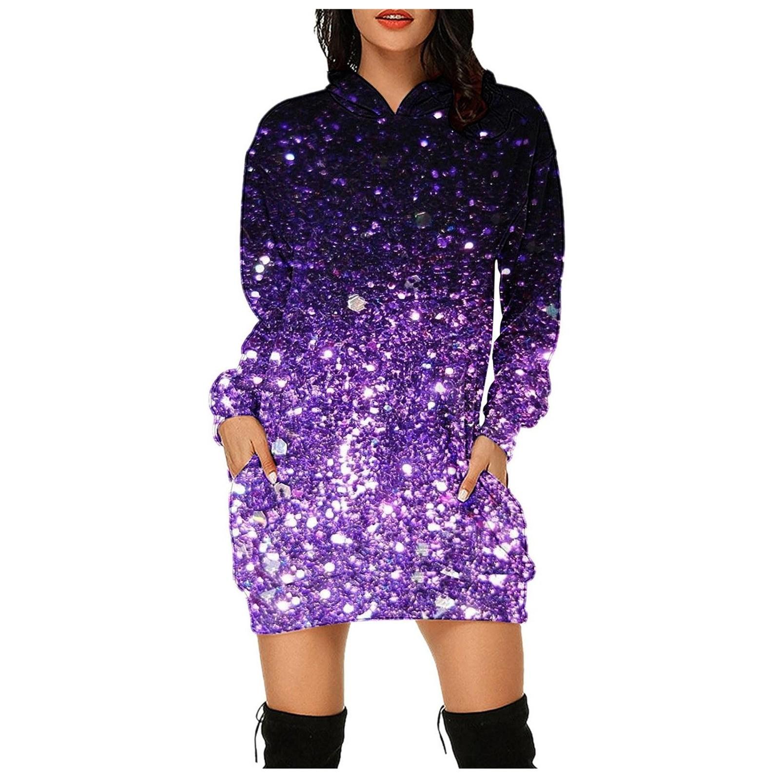 

Женская модная повседневная блузка с длинным рукавом и карманом с принтом, блузка с капюшоном, топ S фиолетовый