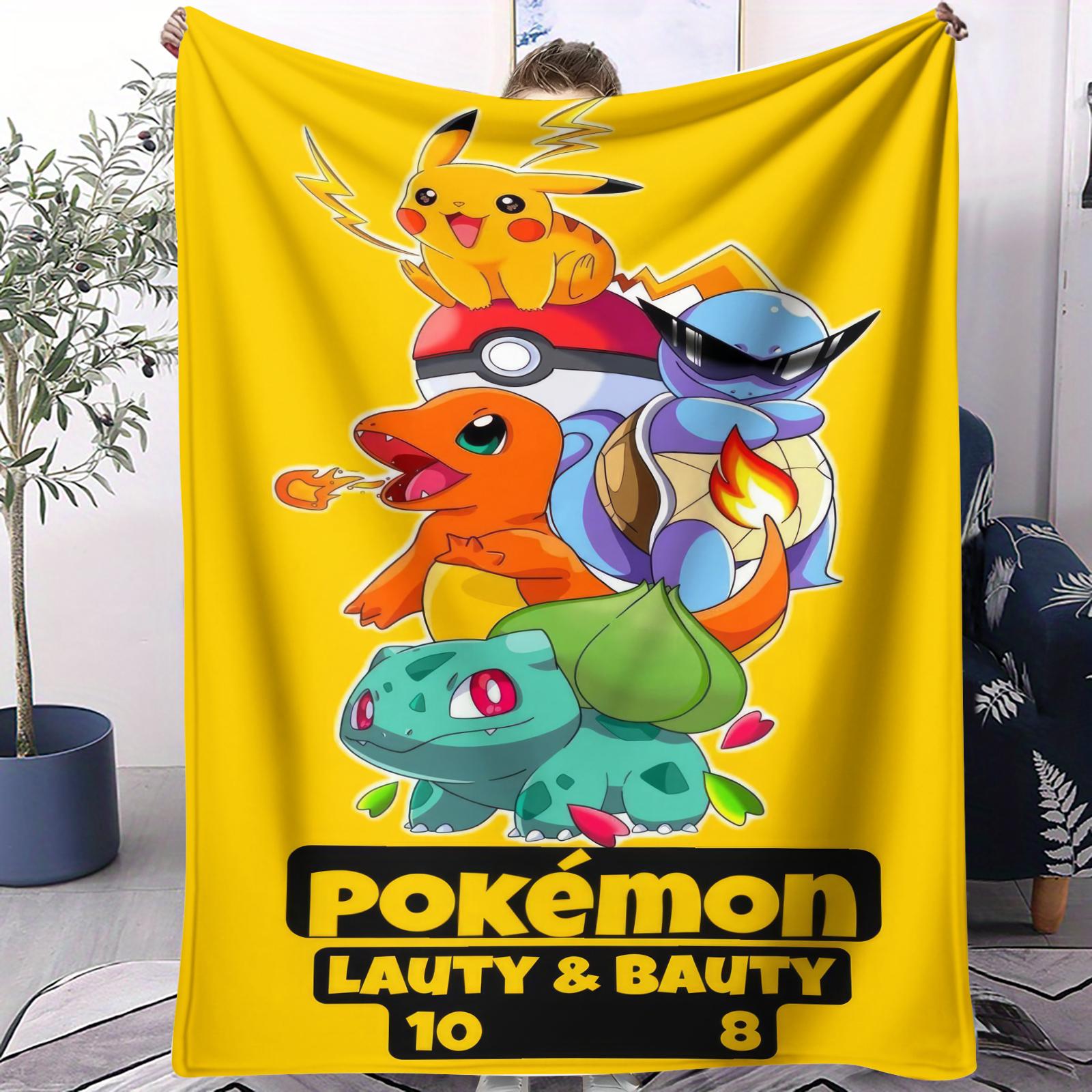 

Pokemon Pikachu Cartoon Print Fleece Throw Blanket for Adult Super Soft Warm Blanket for Travel Office Home Fans MustHave Gift 70x100cm