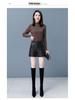 New Women's High-Waist Leather Bootcut Shorts - 2025 Autumn/Winter Sheepskin Outerwear