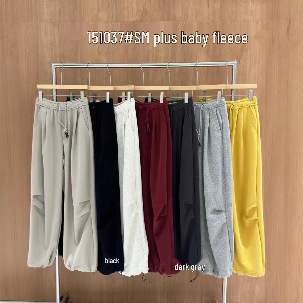 

Munaqie Winter High Waist Loose Plus Size Fleece-Lined Sweatpants Medium
