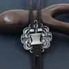Unique Flower Necktie Braided Cord Alloy Engraving Stone Charm Neck Jewelry Tie Unisex Necklace Rodeos