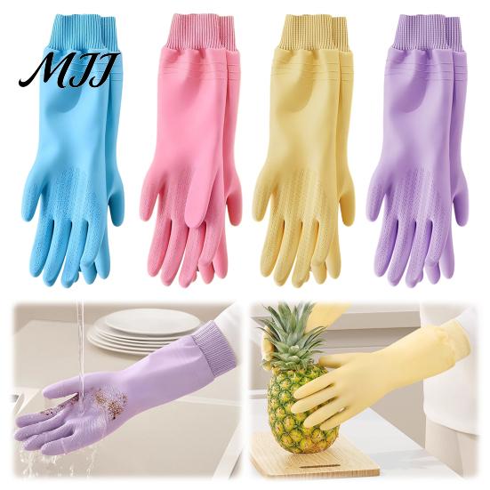 Thickened Velvet Cleaning Gloves Fleece Lined Dishwashing for Housework, Waterproof PVC Rubber Gloves, Anti-slip Heavy Duty Grip Warm Lining