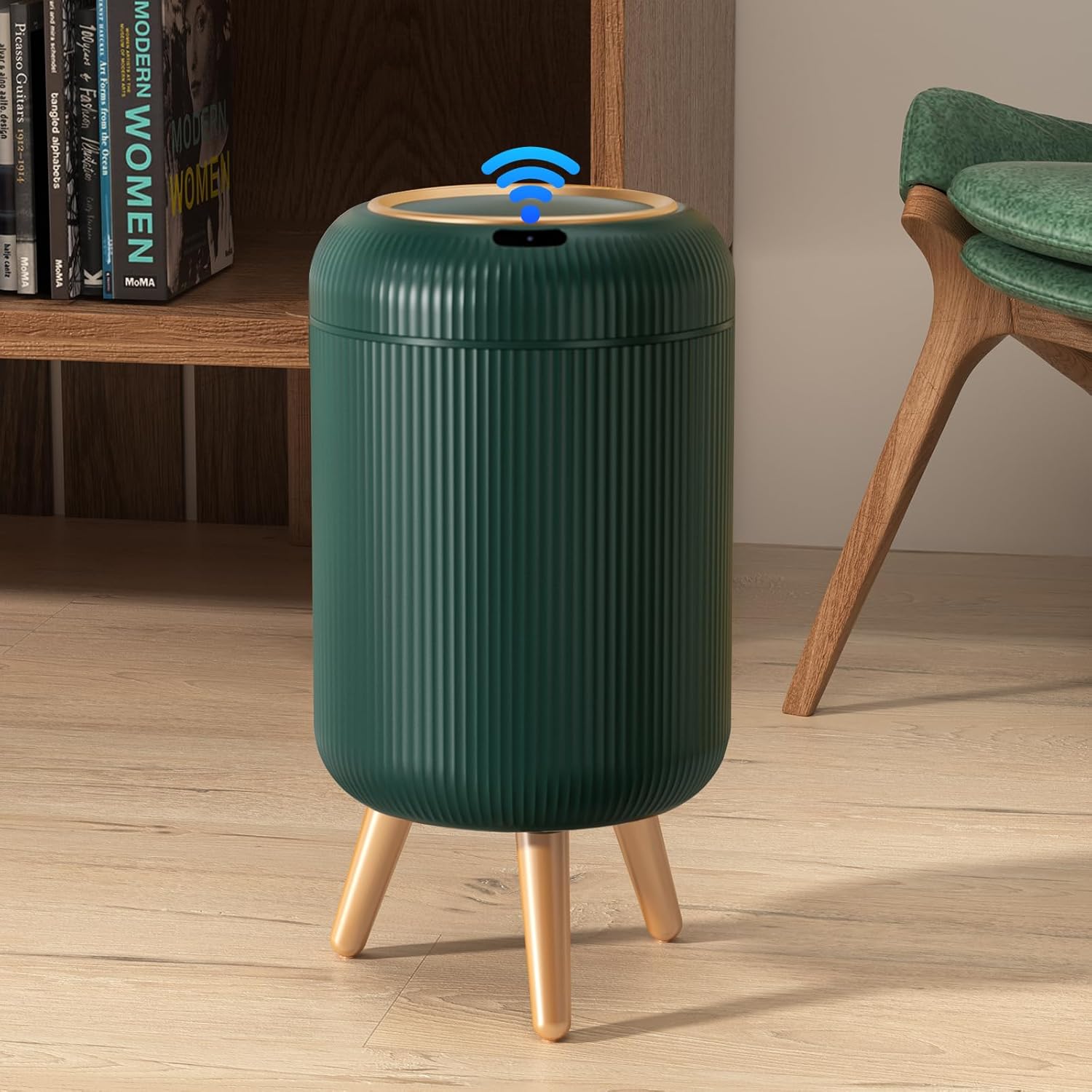 

2025 New Smart Dustbin with Lid Automatic Sensor Kitchen Trash Bin Electric Garbage Bin for Kitchen/Bedroom/Living Room/Office 10L зелений