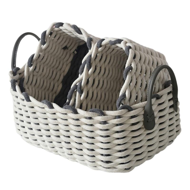 Sturdy Cotton Rope Basket with Handles Practical Woven Storage Holder Baskets For Organizing Clothes Towels And More
