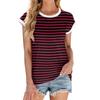 Women's Fashion Casual Basic Striped Textured Round Neck T-shirt Vest Top