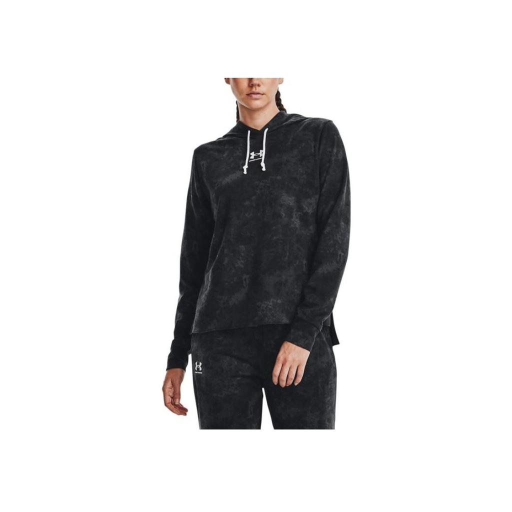 Under Armour Rival All Over Tie Dye Logo Hoodie Women Hoodies Black 1373035-001