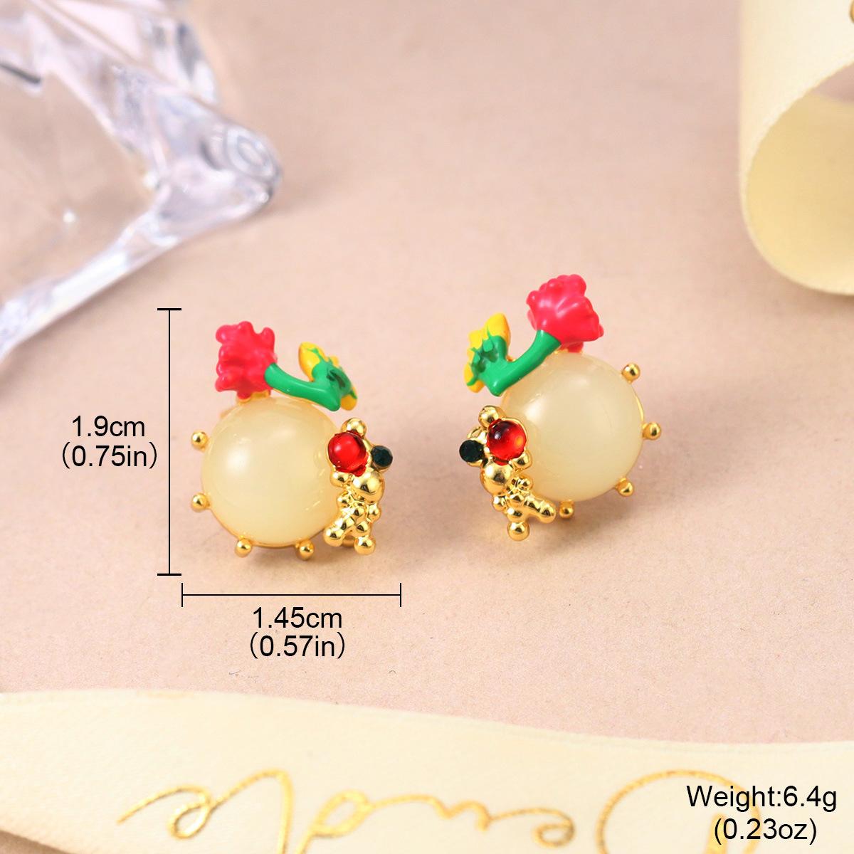 

Small fresh enamel drop glaze flower spring and summer series new niche unique high-end earrings temperament colored stud earrings women