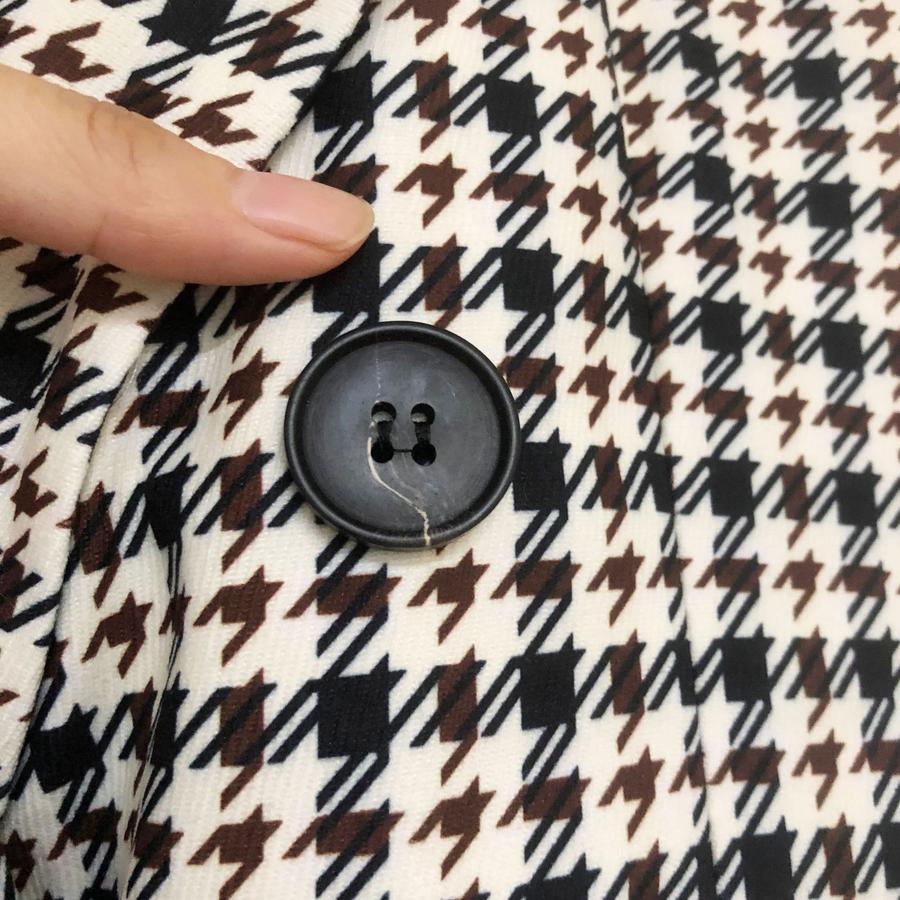 Spring/Autumn Women's Trench Coat, Fit Collar Mid-Length Checkered Blazer