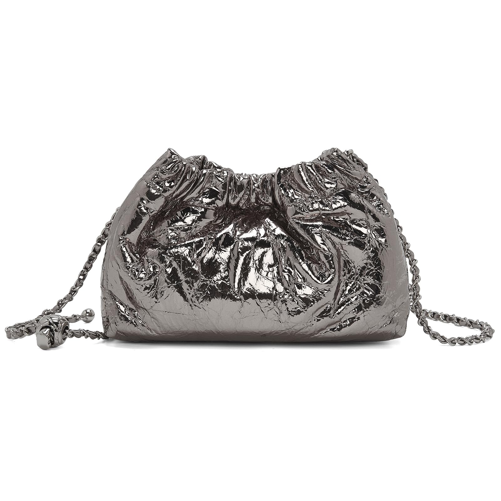 

FOXLOVER Women s Crossbody Smartphone Bag, Small Leather Shoulder Bag, Lightweight, Cute with Chain Strap (Dark Silver)