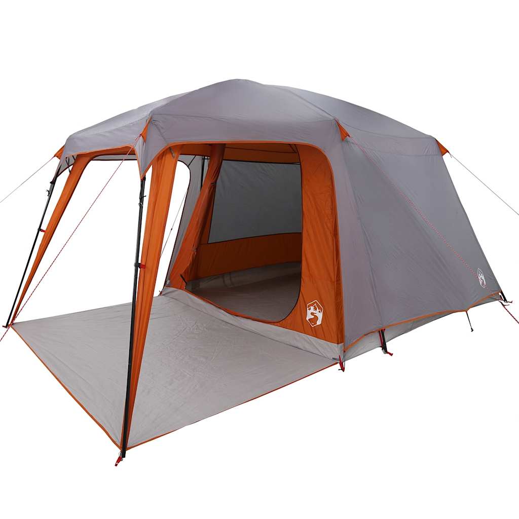 5 Person Camping Tent with Awning Grey and Orange Waterproof
