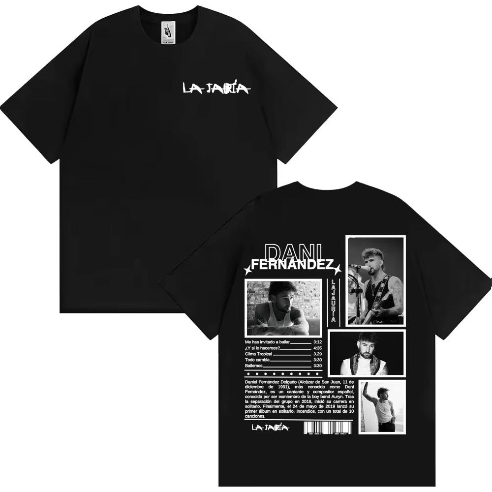 

2026 Singer Dani Fernandez La Jauria Album Tour T Shirt Unisex Women Casual Cotton Short Sleeve Tshirt Fashion Retro T Shirts M
