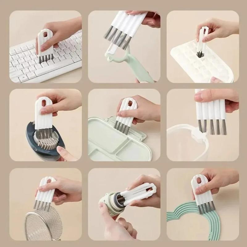 Multifunctional Flexible Gap Cleaning Brush Multi-Function Cup Brush Soft Brush Keyboard Cleaner Household Car Cleaning Tool White&Grey