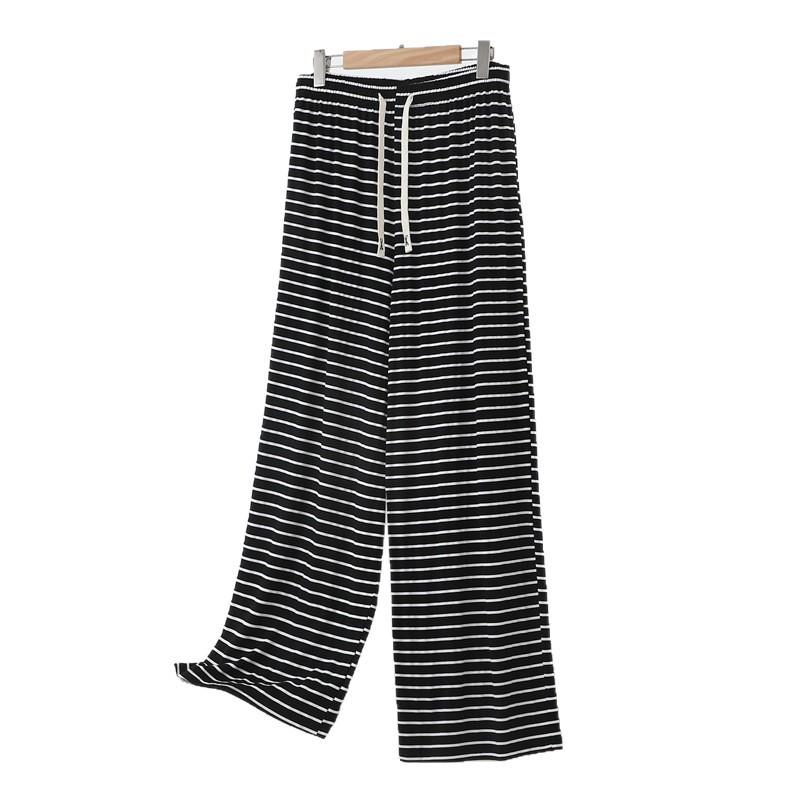 Women's Striped Wide-Leg Pants: Spring/Summer, Lightweight, Loose Fit, Versatile, Plus Size