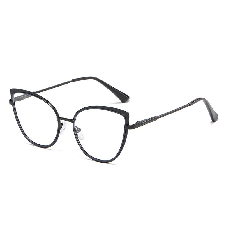 New cat eye glasses frame women's trend fashion metal glasses frame fashion color-changing anti-blue light glasses