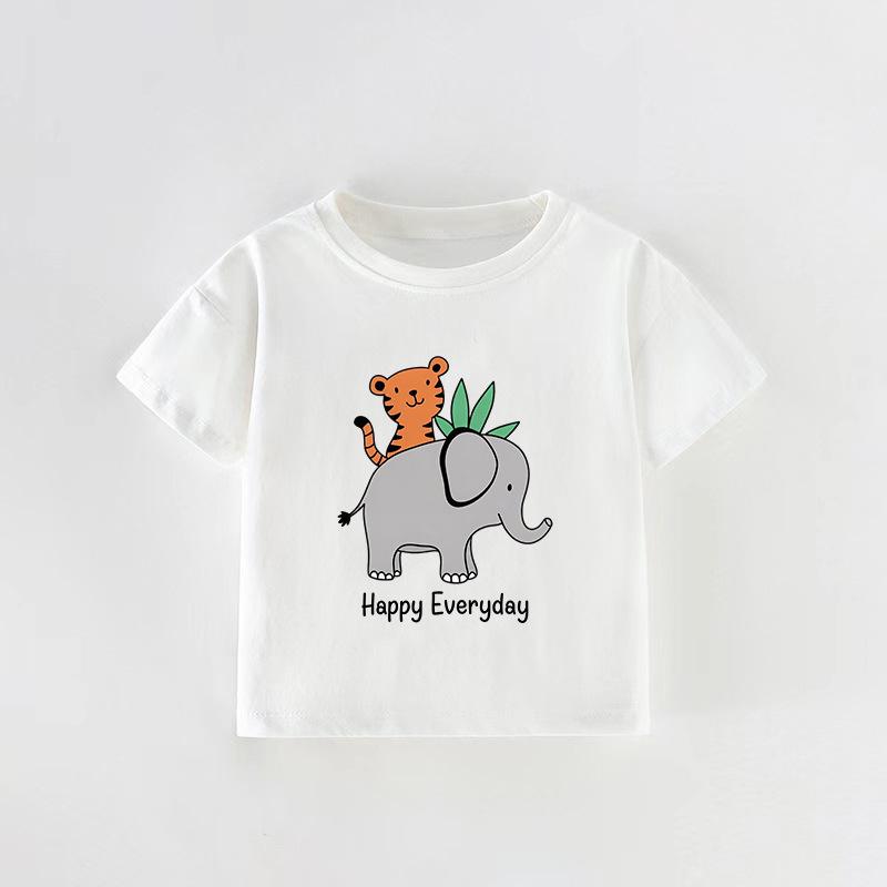 2026 Stylish Cartoon Short-Sleeve Summer Tops for Toddlers and Kids Aged 1-5 110cm