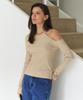 Artid Shoulder Cutout Long Sleeve T-Shirt_Light Beige