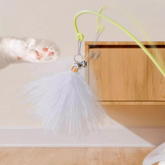 Rocking Cat Toy Interactive Cat Exercise Tumbler with Balls Feather Cat Teaser Stick with 2 Bells for Cat Mental Stimulation Anxiety Relief