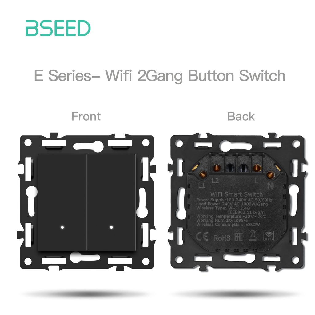 BSEED WIFI Click Switch Modules Smart Light Switch Parts White Glass Frame DIY Combination Wall Sockets USB Charge Key E-Series