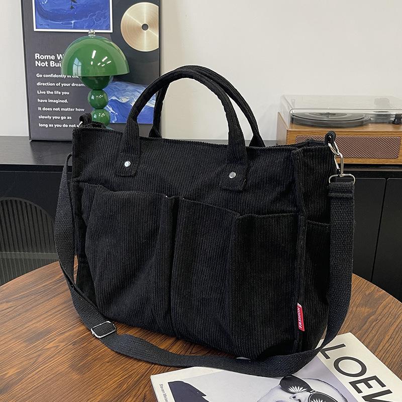 Casual simple shoulder tote bag messenger bag women's large-capacity corduroy women's new handbag