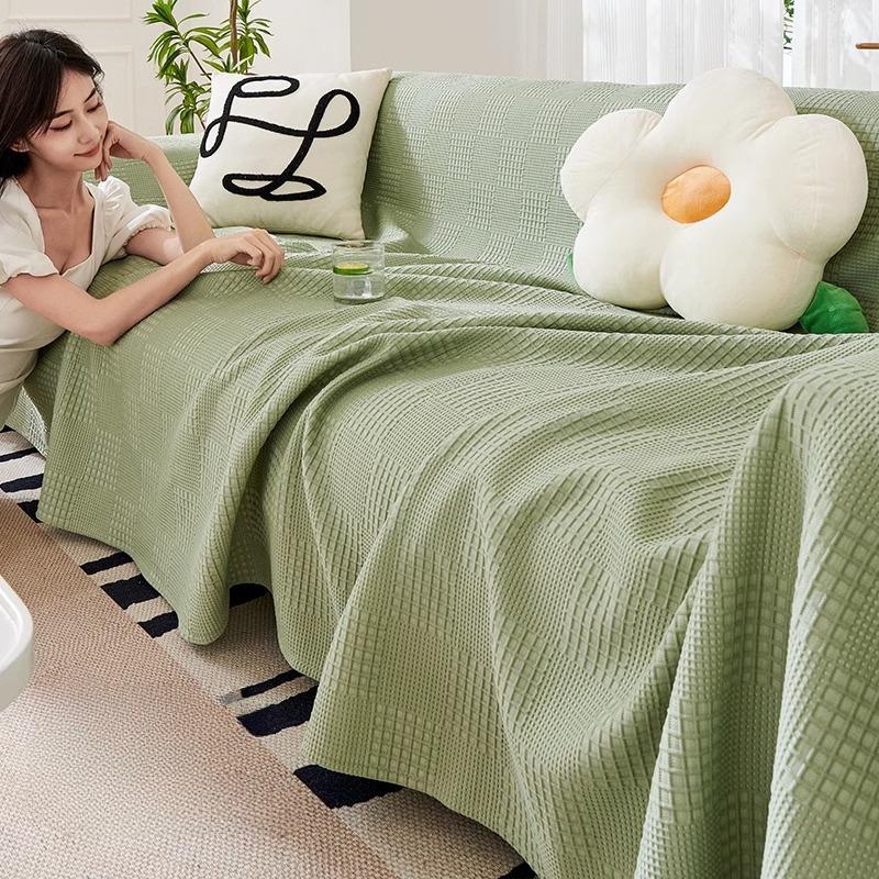 Summer Ice Silk Sofa Cover Cloth One-Piece Sofa Towel Full Cover Sofa Cover Summer Full-Cover Sofa Cushion Green