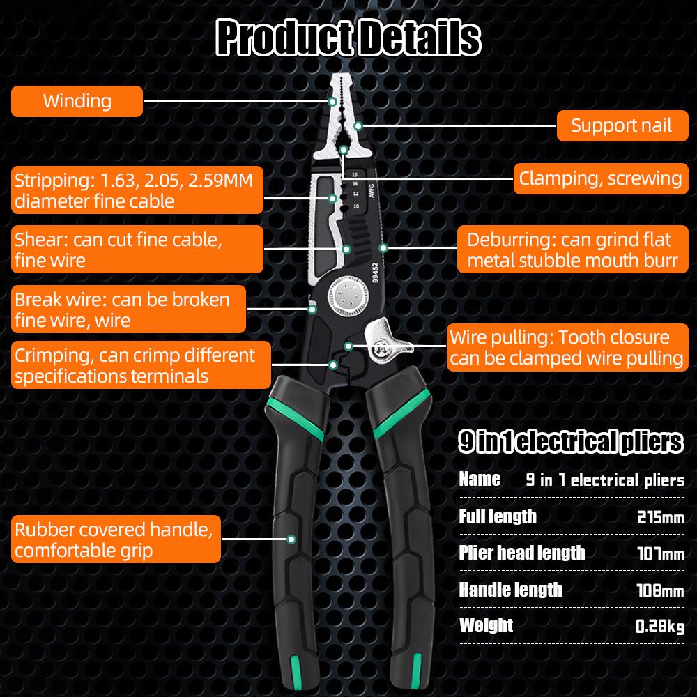 10 In 1 Wire Strippers Pliers Cable Cutter For Electrician Household Network Free Ch-1 Connector Wire Cable And Heat Shrink Tube