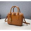 Womens Woven Mini Square Handbag In Genuine Lamb Leather Soft Structured Boston Pillow Bag Daily Wear