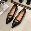 Pointed commuter shallow mouth single shoes women's spring and autumn French retro casual evening thick heel fashion Mary Jane small leather shoes