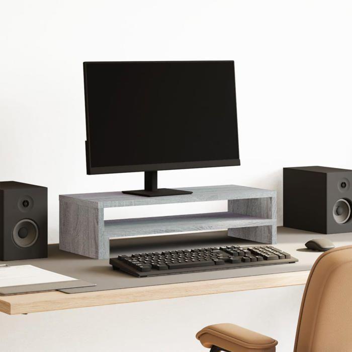 VidaXL Support de moniteur sonoma gris 54x22x15 cm bois d'ingénierie, support de moniteur pour bureau, étagère de moniteur, 854774