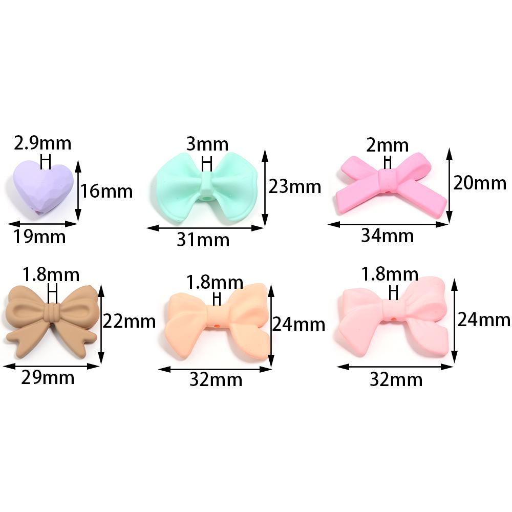 20Pcs Acrylic Beads Colored Spray Paint Heart Bow Shape Loose Spacer Beads For DIY Charm Phone Chains Bracelet Jewelry Gift