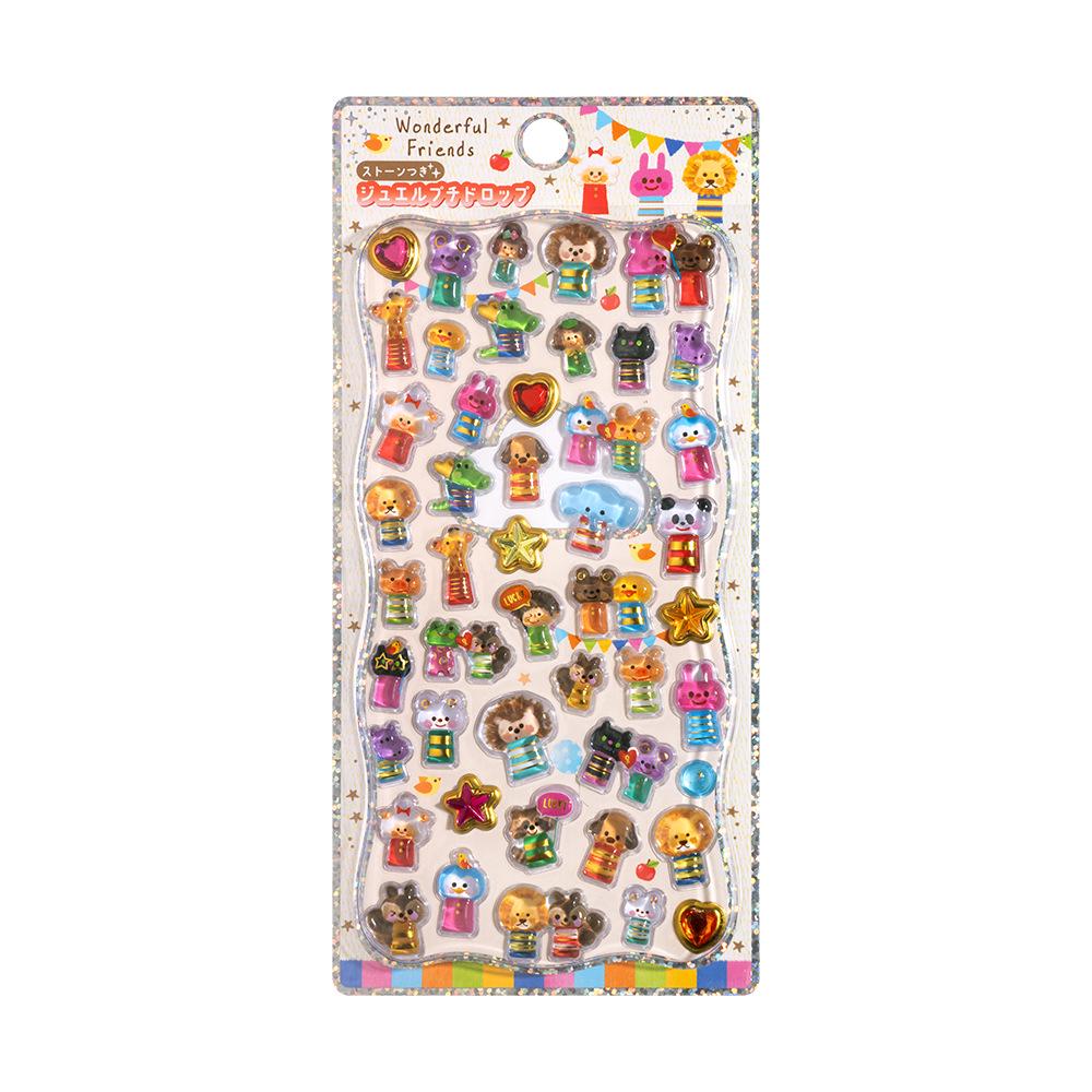Shangle Rainbow Gradient Cute Cartoon 3D Crystal Embossed Sticker Decals