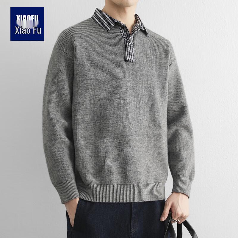 Men s Retro Color-block Knit Polo Sweater M
