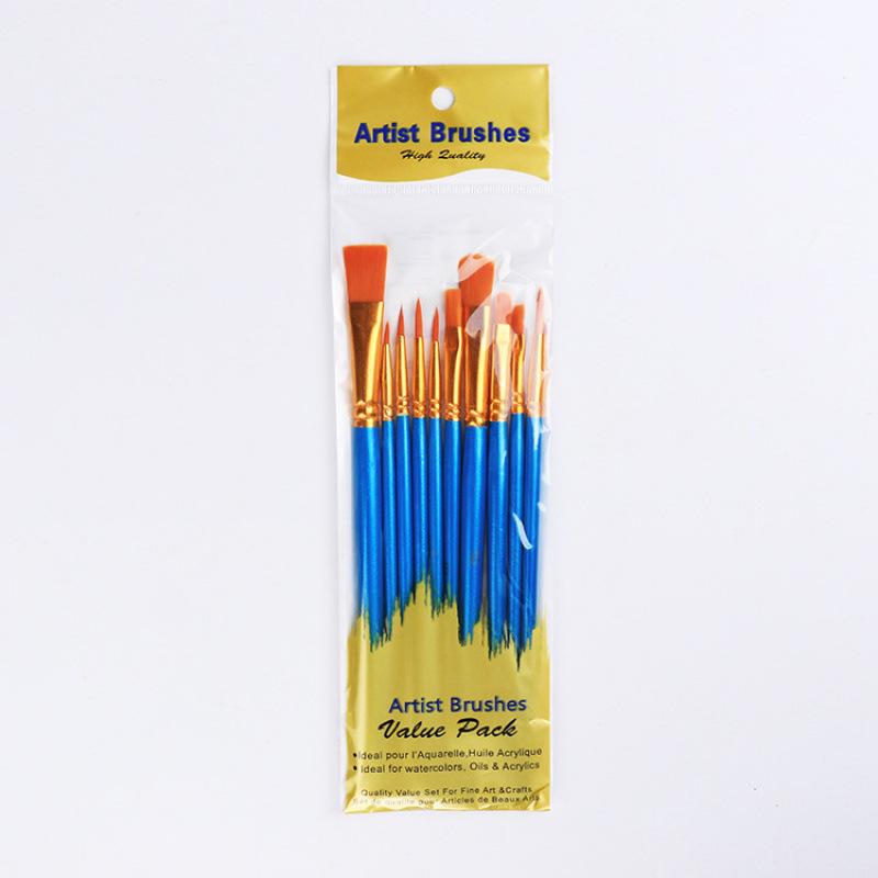 10-Piece High-Quality Nylon Oil & Watercolor Brush Set